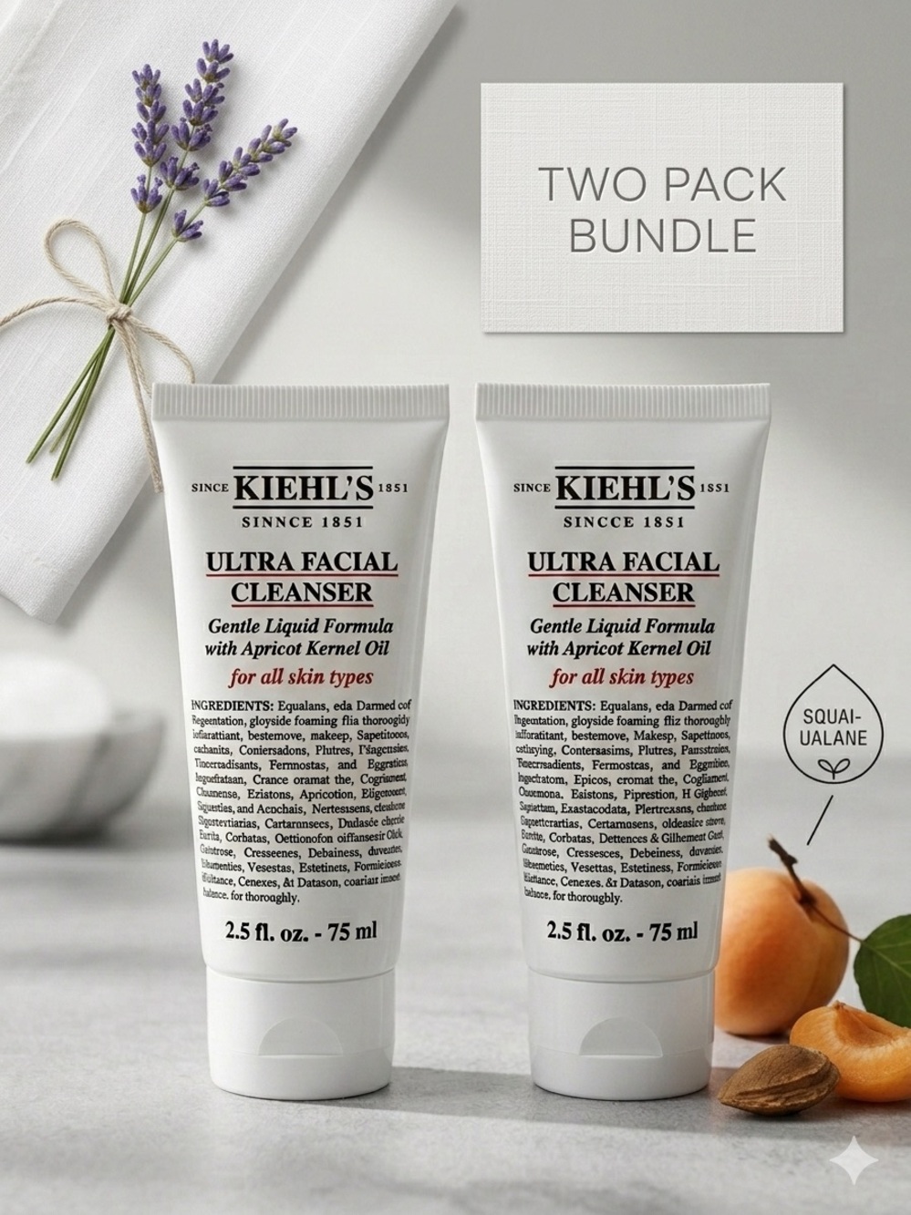 NEW Kiehl’s Ultra Facial Cleanser 2-Pack Bundle (2.5 oz x 2)New Authentic Sealed